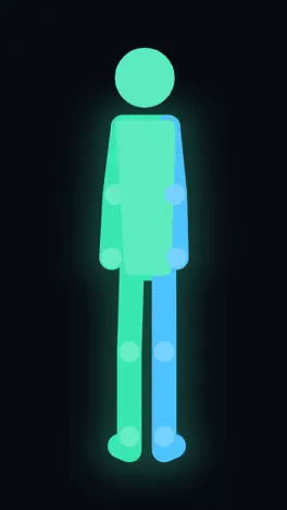 The in-app guide figure performing twist